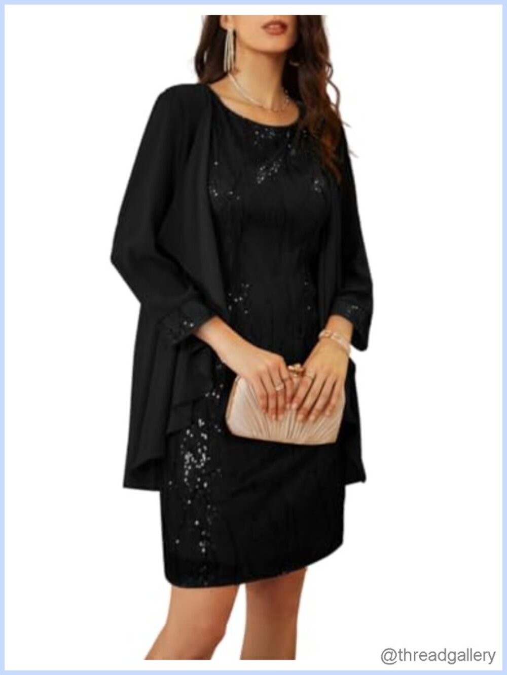 Womens Sequin Bodycon Dress with Jacket Knee Length Formal Party